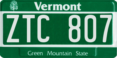 VT license plate ZTC807