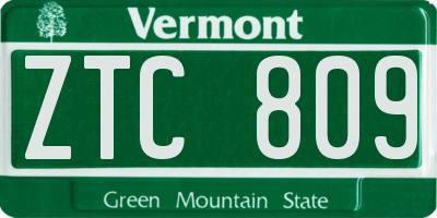 VT license plate ZTC809