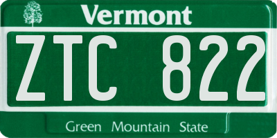 VT license plate ZTC822