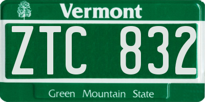 VT license plate ZTC832