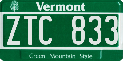 VT license plate ZTC833
