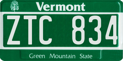 VT license plate ZTC834