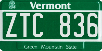 VT license plate ZTC836