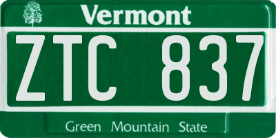 VT license plate ZTC837