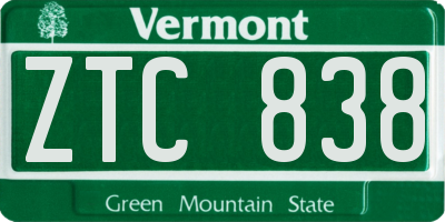 VT license plate ZTC838