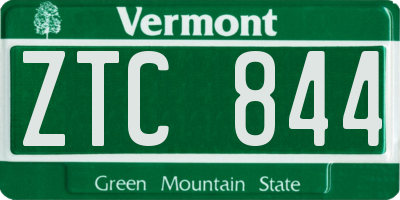 VT license plate ZTC844