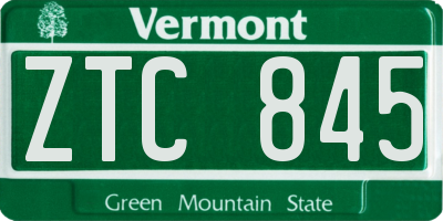 VT license plate ZTC845