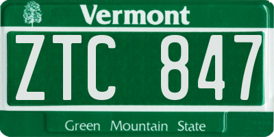 VT license plate ZTC847