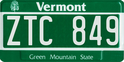 VT license plate ZTC849