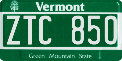 VT license plate ZTC850