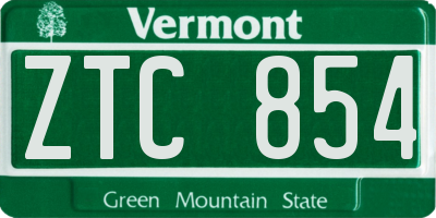 VT license plate ZTC854