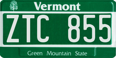 VT license plate ZTC855