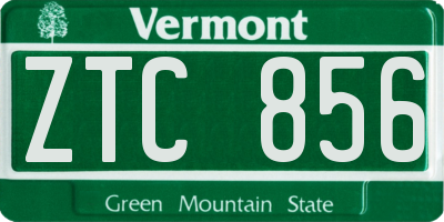 VT license plate ZTC856