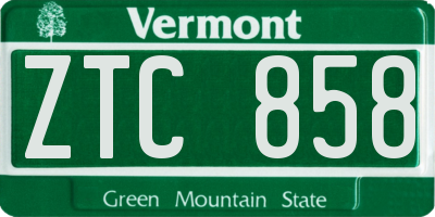 VT license plate ZTC858