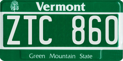 VT license plate ZTC860
