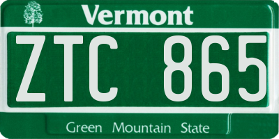 VT license plate ZTC865
