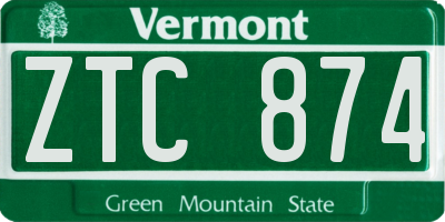VT license plate ZTC874