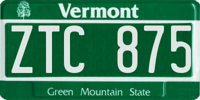 VT license plate ZTC875
