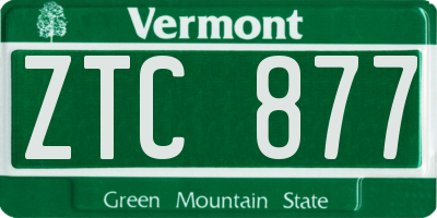 VT license plate ZTC877