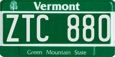 VT license plate ZTC880