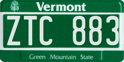 VT license plate ZTC883