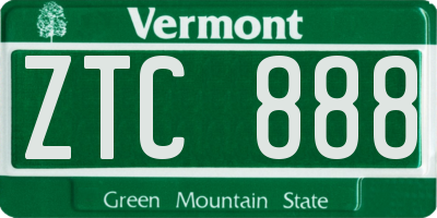 VT license plate ZTC888