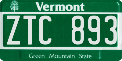 VT license plate ZTC893