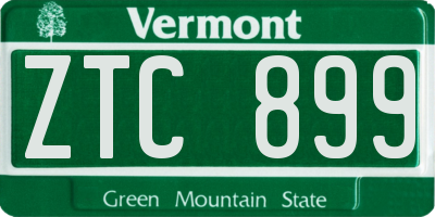 VT license plate ZTC899