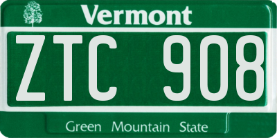 VT license plate ZTC908