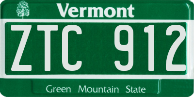 VT license plate ZTC912