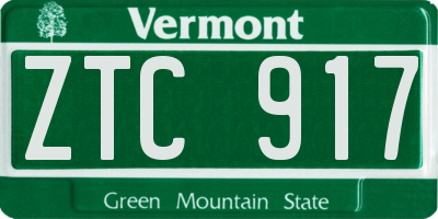 VT license plate ZTC917