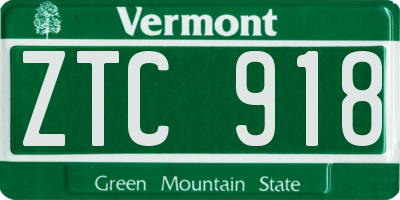 VT license plate ZTC918