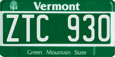 VT license plate ZTC930