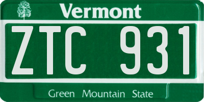VT license plate ZTC931
