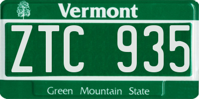 VT license plate ZTC935