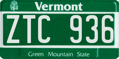 VT license plate ZTC936
