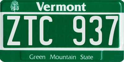 VT license plate ZTC937