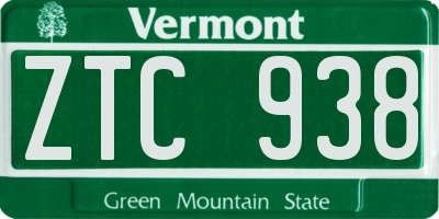 VT license plate ZTC938