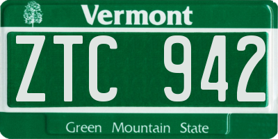 VT license plate ZTC942