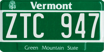 VT license plate ZTC947