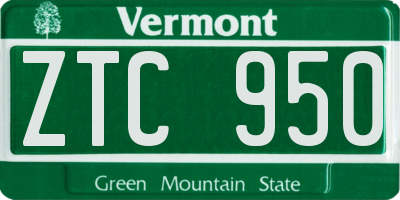 VT license plate ZTC950