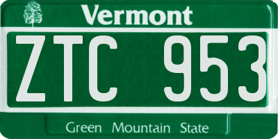 VT license plate ZTC953