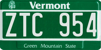 VT license plate ZTC954