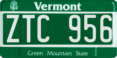 VT license plate ZTC956