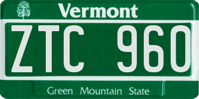 VT license plate ZTC960