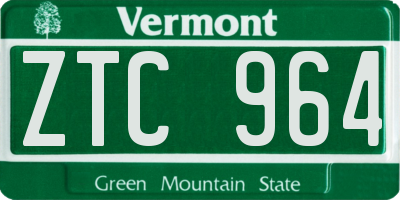 VT license plate ZTC964
