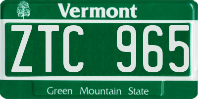 VT license plate ZTC965
