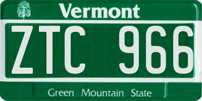 VT license plate ZTC966