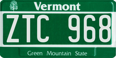 VT license plate ZTC968