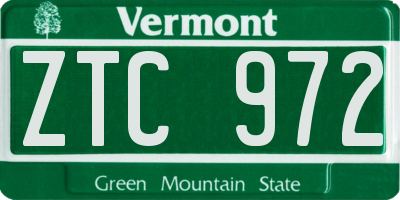 VT license plate ZTC972